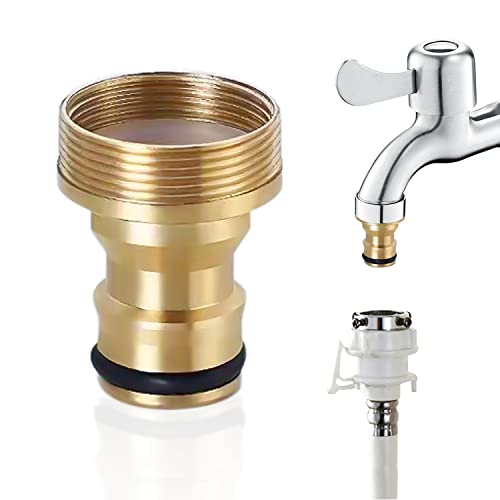 1 Wasserhahnanschluss mit Unterlegscheibe, Messingschlauchadapter, Wasserhahnanschluss mit Außengewinde, Außengewinde 24 mm, Innengewinde 22 mm, geeignet für Waschmaschine, Küche, Bad, Garten von TIANNAIT