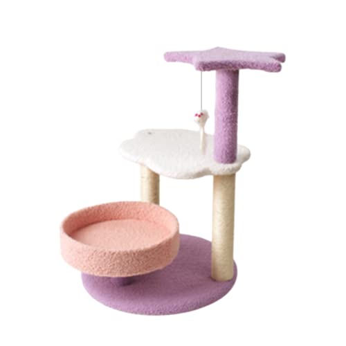 TIANYIA Cat Condo Eleganter Katzenbaum mit Kratzstämmen Grind Claws, Modern Cat Activity Tower mit Maus Hängender Ball Spielzeug für Katzen Spielgeschenke von TIANYIA