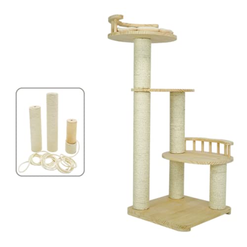 TIANYIA Cat Condo Indoor Kratzbaum Massivholzrahmen, mehrstöckiger Katzenturm, 100,8 cm, Kätzchen-Aktivitätsturm, Katzenmöbel für Spielruhe, Geschenke von TIANYIA