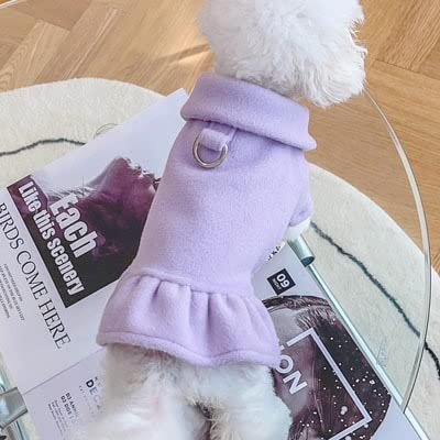 TIANZO Pullover Hundekleidung Hundejacke Herbst Winter Hundemantel Kleid Candy Farbe Revers D-Ring Haustierkostüm Kleidung für kleine Hunde von TIANZO