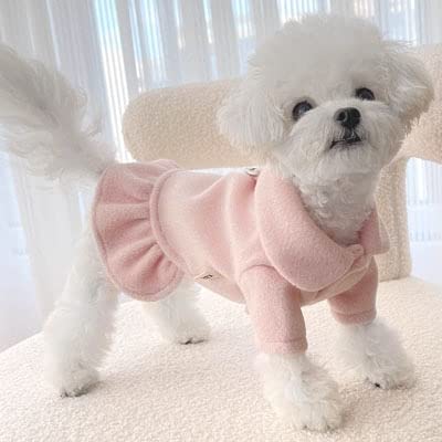 TIANZO Pullover Hundekleidung Hundejacke Herbst Winter Hundemantel Kleid Candy Farbe Revers D-Ring Haustierkostüm Kleidung für kleine Hunde von TIANZO