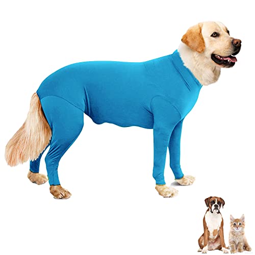 Hund Recovery Suit Bauchwunde nach Operationen tragen, Hund Anti-Lecken elastische Strumpfhose Bodysuit, Verhindert Ganzkörper für Ausfallen, Allergie, E Halsband Alternative (Blau, Medium) von TIBLACK