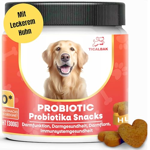 Probiotika für Hunde als Leckerli -120 Snacks- Verbesserte Verdauung & Immunsystem -Darmflora aufbauen,Verdauungsgesundheit,Empfindliche Bäuche, Wachsartige und Juckende Ohren,wurmkur von TICALBAK