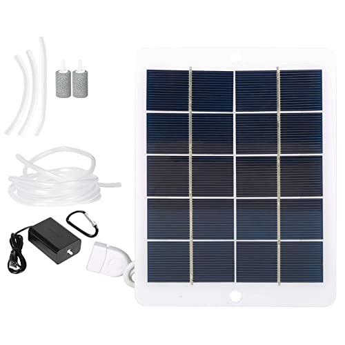 TICFOX 5W 5V Solarbetriebene Sauerstoffpumpe Solar Teichbelüfter Solarbetriebenes Luftpumpe Set Tragbare Fischerei-Sauerstoffpumpe Wiederaufladbar Dual Use Fish Tank Oxygenator von TICFOX