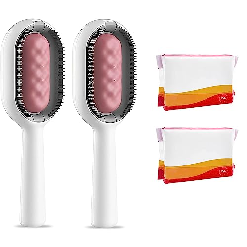 Hundebürste Mit Wassertank,Katzenbürste Mit 100pcs Feuchttüchern, Reinigungsbürste 4-in-1 Universal-Haustierknotenentferner Ideal Für Massage, Pflege Und Haarentfernung (Langhaar+Kurzhaar, Rosa) von TICHEROMU