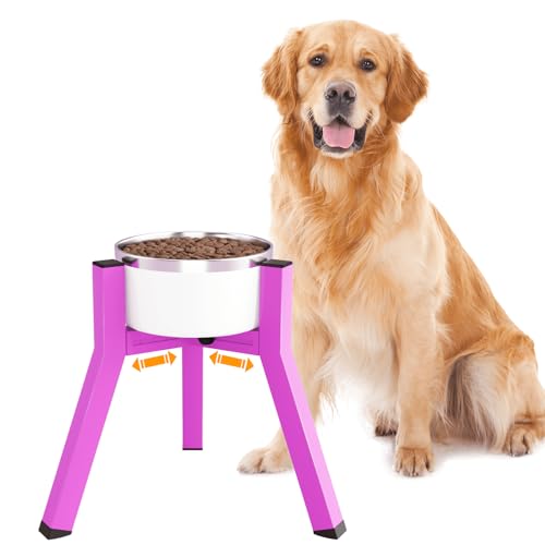 TIDANT Hundenapfständer für mittelgroße und große Hunde, verstellbare Breite, erhöhte Hundenäpfe für 17,8–26,9 cm breite Näpfe, erhöhter Futter- und Wassernapf, 27,9 cm hoch, Einzelnapfhalter, Rosa von TIDANT