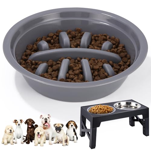 TIDEVAN Anti Schling Napf Hundenapf Futternapf Antischlingnapf Hunde, Ø 20 cm, Höhe 5 cm, Hundenapf Langsam Fressen, Ersatzteile für die Falttisch-Schwebeschale, für Katzen und Kleine Hunde (Grau) von TIDEVAN