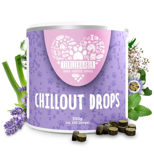 TIERLIEBHABER – Chillout Drops für Hunde zur Beruhigung bei Angst & Stress – 100% natürliches Hunde Beruhigungsmittel – Anti-Stress Leckerlis mit Baldrianwurzel & Johanniskraut (350g | ca. 150 Drops) von TIERLIEBHABER