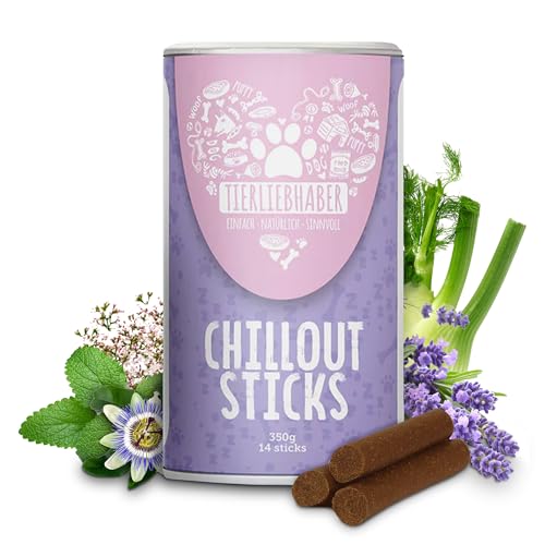 TIERLIEBHABER – Chillout Sticks für Hunde zur Beruhigung bei Angst & Stress – 100% natürliches Beruhigungsmittel für Hunde – Anti-Stress Leckerlis mit Baldrianwurzel, Schlafbeere & Johanniskraut von TIERLIEBHABER