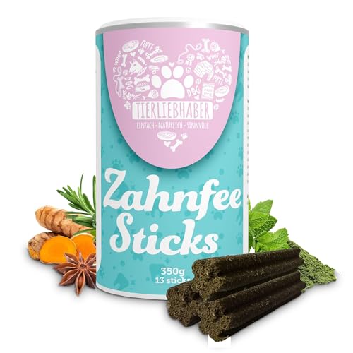 TIERLIEBHABER – Zahnfee Sticks für Hunde – Zahnpflege Sticks reduzieren Zahnbelag & Mundgeruch – natürliche Dental Kaustangen mit Seealgenmehl, Minze & Anis für einen frischen Atem (350 g | 13 Sticks) von TIERLIEBHABER