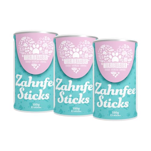 TIERLIEBHABER – Zahnfee Sticks für Hunde – Zahnpflege Sticks reduzieren Zahnbelag & Mundgeruch – natürliche Dental Kaustangen mit Seealgenmehl, Minze, Anis (3X 350 g |3X 14 Sticks) von TIERLIEBHABER