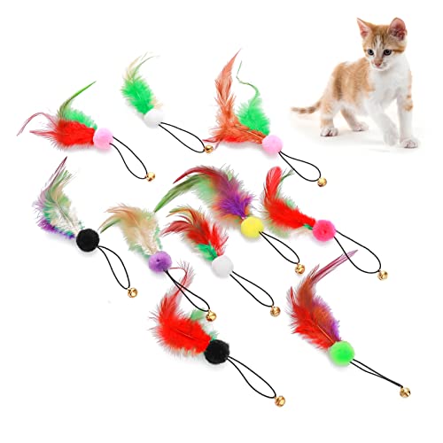 TIESOME 10 Pcs Katze Feder Spielzeug Nachfüllungen für interaktive Katze Wand Spielzeug, Feder Teaser Katze Spielzeug Feder Spinning Attachment Feder Ersatz Cat Catcher Spielzeug, für Katze Spielen von TIESOME