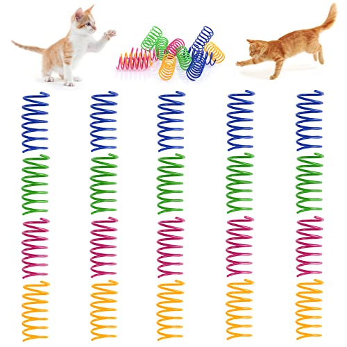 TIESOME 20 Stück Katze Bunte Federn Spielzeug, langlebige Katze kreative Spielzeug für Kätzchen BPA frei Kunststoff interaktives Spielzeug für Swatting, Beißen, Jagd Kätzchen Spielzeug von TIESOME