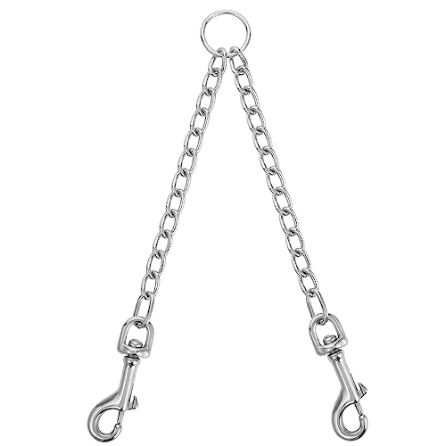 TIESOME Doppelte Hundeleine aus Metall, verhedderungsfreie doppelte Leine für das Hundetraining, 360° drehbarer Splitter für Zwei Hundeleinen, bequemer, kausicherer Splitter (3.0mm x 50cm) von TIESOME