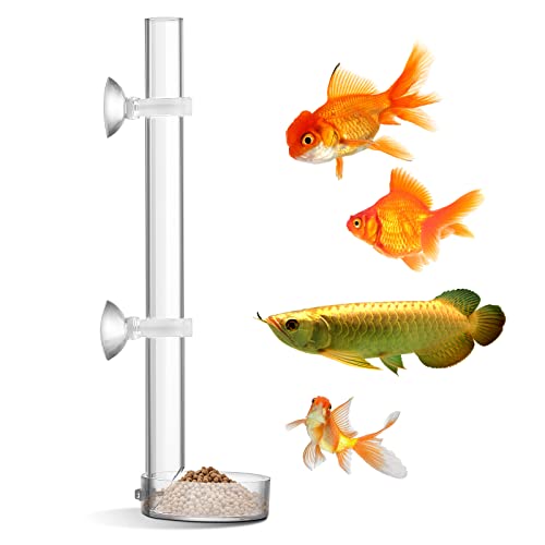 TIESOME Garnelen Futterspender aus Acryl transparent langlebig, Garnelen-Futterspender für Aquarienfische, zusammengebautes Garnelen-Fütterungsrohr 20/25 cm Rohr und 6,5 cm Garnelen Futternapf (25cm) von TIESOME