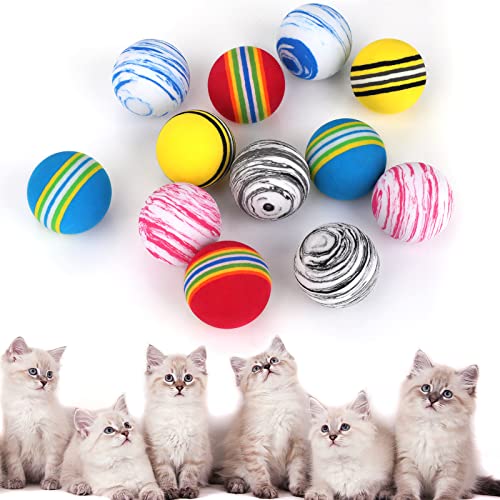 TIESOME 12pcs Regenbogen Katzenspielzeug Ball, 4,2 cm Bunte Schaumstoffbälle für Katzen Großer Schwamm Katzenball Weicher Haustierball Spielzeug Interaktives Katzenspielzeug Ball von TIESOME