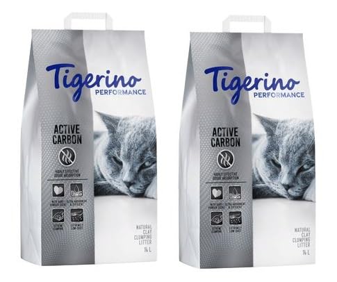 Tigerino Performance Active Carbon Katzenstreu | Babypuderduft (2x14L) von TIGERINO