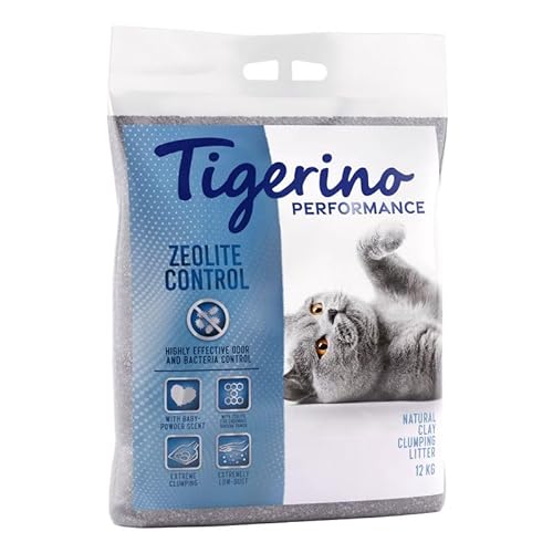 Tigerino - Performance Katzenstreu (Zeolite Control) | Babypuderduft | 12KG von TIGERINO