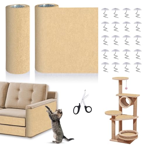 TIGOADT Kratzmatte Kratzteppich Katze Wand Ecke Selbstklebend 100x30cm Zuschneidbar,Filz Teppich Katzen Kratzschutz Sofa Kratzmöbel Kratzecke Kratzmöglichkeit (Beige) von TIGOADT