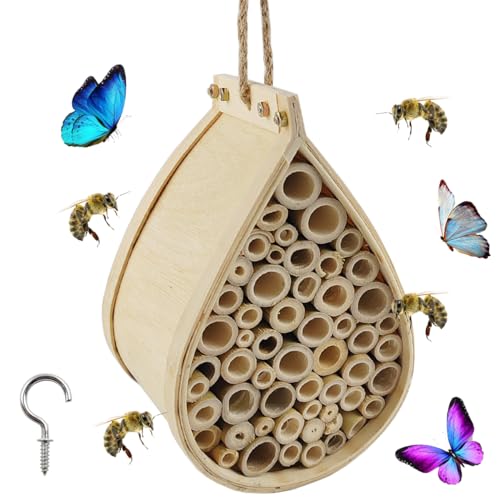 TIHOOD Mason Bee House Bees Wild Pollinator Bee Hotel Mason Bee Houses for Bestäubung Bees Garden Supplies Mason Bee Houses Wooden Bee House Habitat Pollinating Palace for The Garden Mason Bee Tubes von TIHOOD