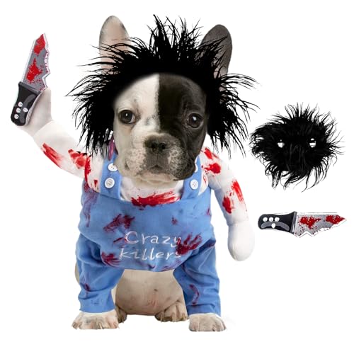 Pet Deadly Doll Dog Costume, Cute Dog Cosplay Halloween Christmas Funny Costume Dog Clothes Party Costume for Small Medium and Large Dogs (Small) von TIHOPAR