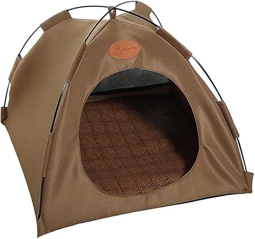 TIIFFY Tipi Zelt Für Haustiere Hundezelt Katzenzelt Haustierzelte Häuser Wegklappen Tierbett Katzenbett Für Hund Katzen Und Haustier (Color : Brown, Size : L) von TIIFFY