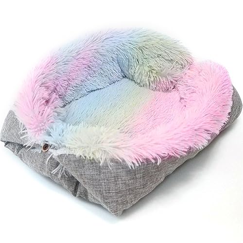 TIKATARER Katzenbetten, Selbstwärmendes Katzenbett, Kleines Hundebett, Flauschiges Katzenbett mit Weichem, Ultralangem Plüschfutter, Haustiernest für Katzen und Hunde (flach: 61 X 51 cm, von TIKATARER