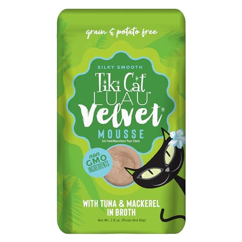 Tiki Cat Velvet Mousse Tuna and Mackerel Cat Food Pouch 2.8 oz 12 Count von TIKI PETS