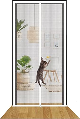 Pet Screen Passt Tür 100 X 200 Cm Katze Haustierschutz Vor Kratzen Tür Fliegengitter Tür Mit Reißverschlussnetz Vorhangtür Katzenfester Mesh Screen Für Wohnzimmer Schlafzimmer Terrassentüren ( Color : von TINBOSE