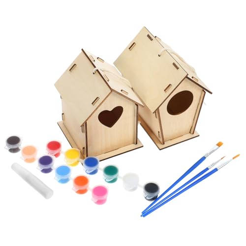 TINEASUR 1 Set Vogelhaus Vogelkäfig Outdoor Spielset Spielzeug Für Draußen Kleber Basteln Kinderspielzeug Miniaturspielzeug DIY Vogelhaus Aus Holz Basteln Vogelhaus Kinder von TINEASUR