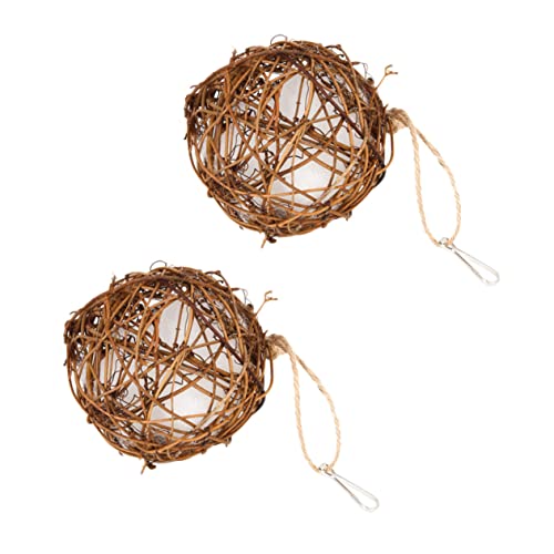 TINEASUR 2st Vogelnestmaterial -Vogel Nisten Vogel-Rattan-Spielzeug Vogelhäuschen Für Draußen Spielzeug Für Sittiche Vogelfutteraufhänger Für Draußen Outdoor-spielset Hölzern von TINEASUR