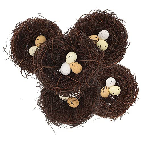 TINEASUR Attraktive 5 stücke Harz Vogel Nest Gefälschte Eier Vogelhaus Ornament Home Decor Papagei Nest Modell von TINEASUR