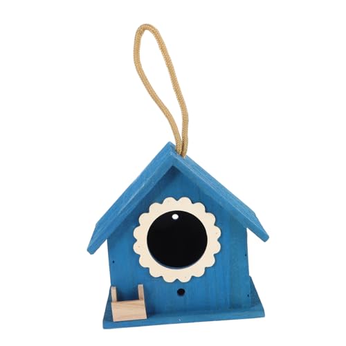 TINEASUR Vogelhaus Aus Holz Vogelnest Vogelfütterer Gartennestverzierung Camper Vogelhaus Vogelnest Dekoration Hängend Vogelhäuschen Futterspender Dekorativer Vogel Mini-Vogel Plastik Blue von TINEASUR