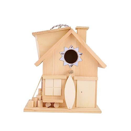 TINEASUR Vogelhaus Zum Aufhängen Im Freien Hängendes Vogelhaus Aus Holz Im Landhausstil Ideal Für Wildvögel Wetterfest Und Robust Dekoratives Futterhaus Für Garten Oder Balkon von TINEASUR