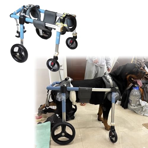 Hunderollstuhl für große Hunde, behinderte Tiere, Vorderbeine, Hinterbeine, Power Cart, 4 Räder, Hunderollstuhl, Verstellbarer älterer Hunderoller für Bulldoggen, Schäferhunde usw(XS) von TINGBBAO