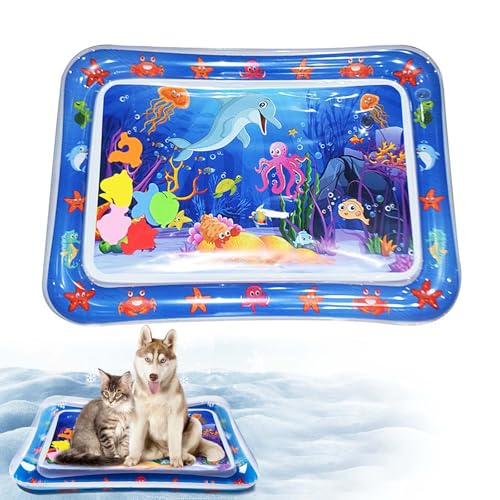 TINGTING Wassermatte Katze, Aufblasbare wasserspielmatte für Katzen Aufblasbare Spielmatten Spielmatte befüllbar mit Wasser Verdickte Wasserspielmatte Feel Cool Komfort für Haustier von TINGTING