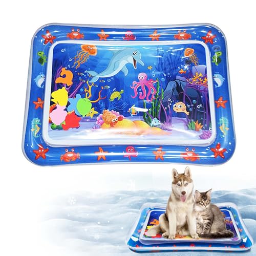 TINGTING Wassermatte Katze, Aufblasbare wasserspielmatte für Katzen Spielmatte befüllbar Aufblasbare Spielmatten mit Wasser Verdickte Wasserspielmatte Feel Cool Komfort für Haustier von TINGTING