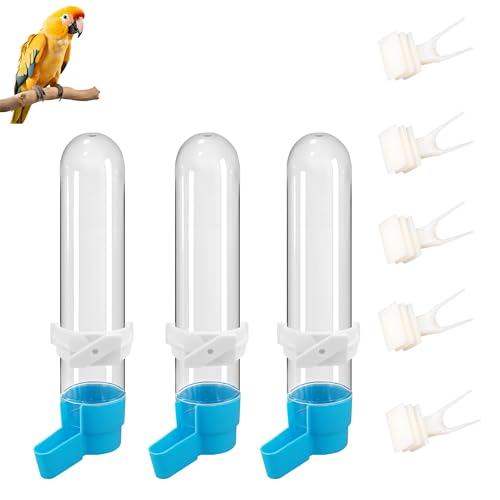 TINGWEN 8 Stück Trinker Vögel Feeder Vögel Feeder Drinker für Käfig Vogelfütterer Werkzeug Trinkbrunnen Vogel Automatik Trinker Wasserspender und Obstgabelset Vogelkäfig Futterhalter für Papageien von TINGWEN