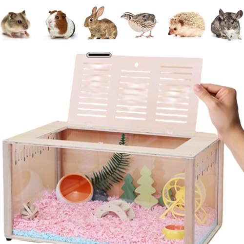 TINMAGI Hamsterkäfig,Holz Hamsterkäfig groß, Kleintierlebensräume Groß,für syrische Hamster, Zwerg Hamster und Meerschweinchen – 60 * 30 * 40 cm Hamsterkäfige transparenter Kleintierkäfig von TINMAGI