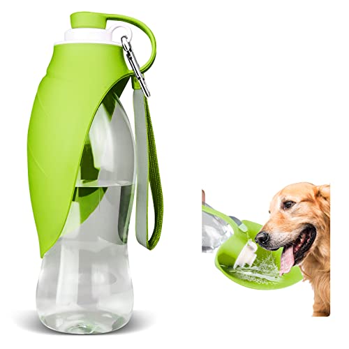 TIOVERY HundeWasserflasche, tragbarer HaustierWasserspender, auslaufsicher, mit Trinkbecher, Schüssel für Spaziergänge im Freien, Wandern, Reisen, 590 ml Wasserflasche für kleine bis große Hunde von TIOVERY