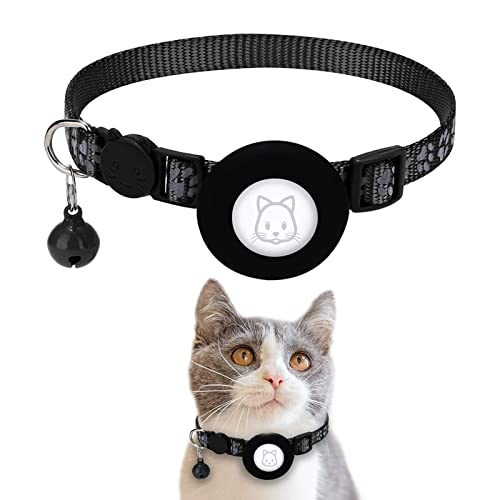 Breakaway-Katzenhalsband, Anti-Verlust-GPS-Katzenhalsband, Verstellbares Katzenhalsband aus Leder, Reflektierendes Kätzchenhalsband mit Sicherheitsschnalle und Glocke für Jungen, Mädchen, Katzen oder von TITA-DONG