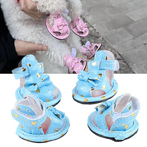 Sommer-Mesh-atmungsaktive Hundeschuhe, Atmungsaktive, rutschfeste, Verstellbare Hundesandalen, Hundestiefel, Pfotenschutz mit Atmungsaktiver Gummisohle für Kleine, Mittelgroße und Große Hunde(Blau) von TITA-DONG