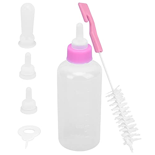 Welpen-Flasche, Haustier-Stillflaschen-Sets, Welpen-Milchspender mit Ersatznippel und Reinigungsbürsten, Katzen-Flasche für Neugeborene, Kätzchen, Welpen, Kaninchen, Kleintiere(Rosa) von TITA-DONG