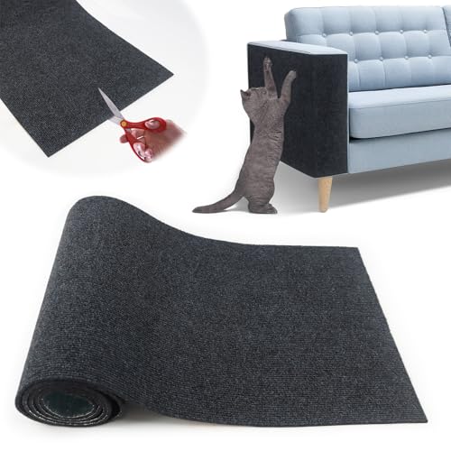 TIVUNORON Selbstklebend Kratzmatte, Kratzteppich Katzen, 40 x 200 cm, DIY Trimmbarer Kratzteppich, Wand Kratzschutz, Kratzbrett Katzen für Schützt Möbel Teppiche Sofa Wand (Dunkelgrau) von TIVUNORON