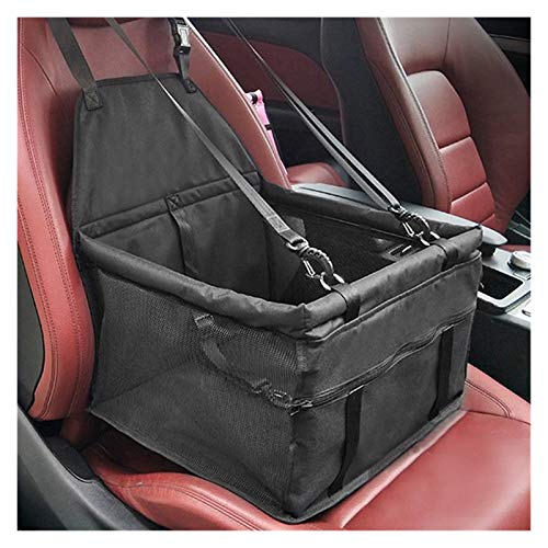 Hundesitzabdeckung Druck atmungsaktive Verstärkung Haustier Autositz Vorderer Sitzschutz Katzenhund faltbar tragbarer Transport (Color : Black, Size : 40x40x25cm) von TIYGHI