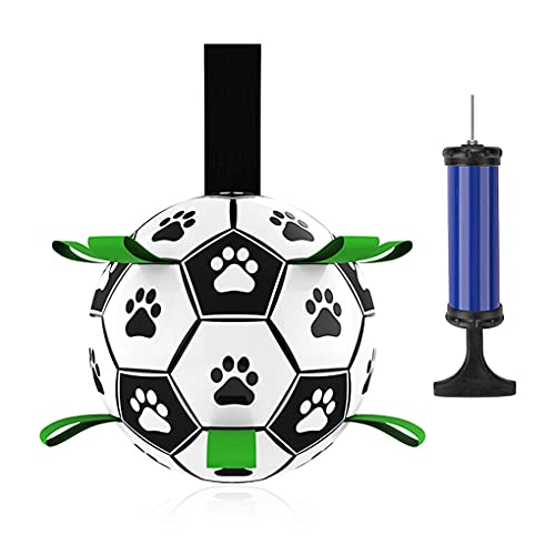 TIYUPA Hund Fußball, Hundespielzeug Ball mit Greiflaschen, 15CM Interaktiver Schwimmender Ball mit Ballpumpe und Nadel, Innen & Außen Spielzeug Hund Ball für kleine und mittelgroße Hunde von TIYUPA