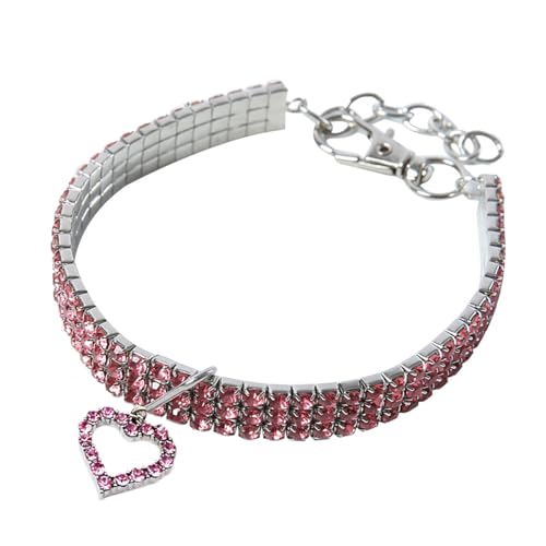 Herz-Anhänger Diamant verkrustete Hundehalsband Katze Haustier Halsband einstellbar Haustier Halsband Schmuck große Diamant Hundehalsband 11.4-13.4 Zoll von TJCGCKK