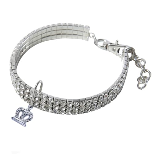 Herz-Anhänger Diamant verkrustete Hundehalsband Katze Haustier Halsband einstellbar Haustier Halsband Schmuck große Diamant Hundehalsband 11.4-13.4 Zoll von TJCGCKK