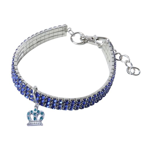 Strass Haustier Halsband einstellbar Kristall Diamant elastische Herz Anhänger Pfote Pfote Krone Halsband für kleine Haustier Halskette Schmuck 7,8-9,8 Zoll von TJCGCKK