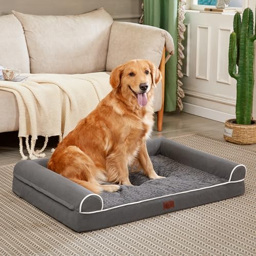 TJSOULER Orthopädische Hundebetten für große Hunde, wasserdicht, gefüttert, Schaumstoff-Haustierbett, Matte mit abnehmbarem und waschbarem Bezug und rutschfester Unterseite, Hundesofa (XXL, von TJSOULER